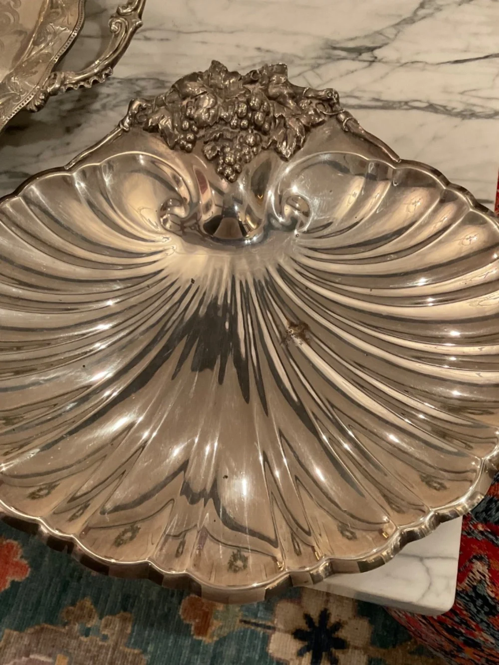 Reed and Barton Silverplate shell server, 16” wide x15” from top to bottom